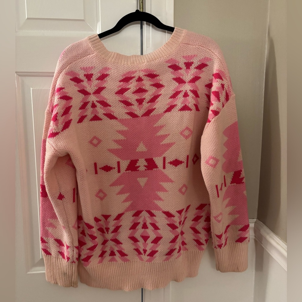 Pink Geometric Pattern Sweater - Picture 2 of 2